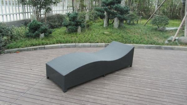 Army Green Rattan Sun Lounger With White Cushion And Aluminum Frame
