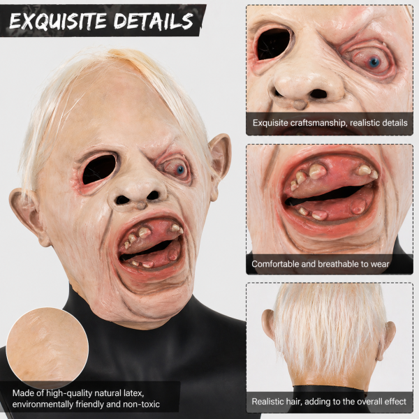 Realistic Scary Features Latex Material Creepy Masks One Size Fit Most for Halloween and Haunted Houses