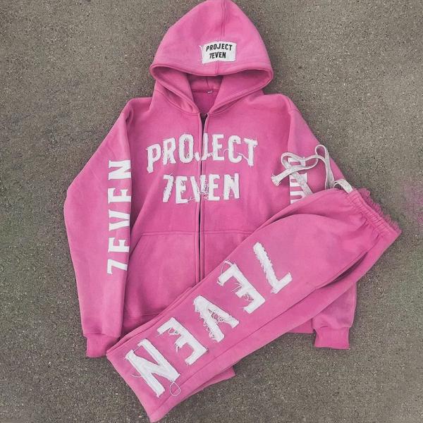 Custom Manufacturer Jogger Cotton Distressed Embroidery Zip up Cropped Hoodie Sweatsuits Flared Sweatpants Tracksuits for Men