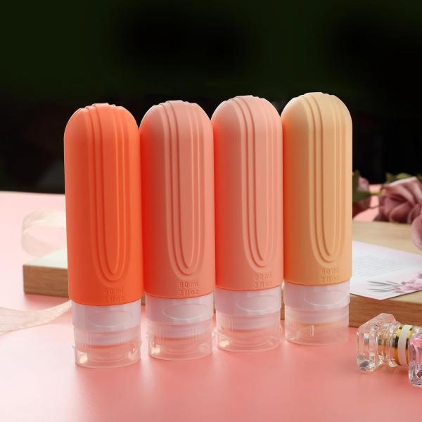 Bouteille de voyage en silicone essentiel rose 90 ml pour les articles de toilette