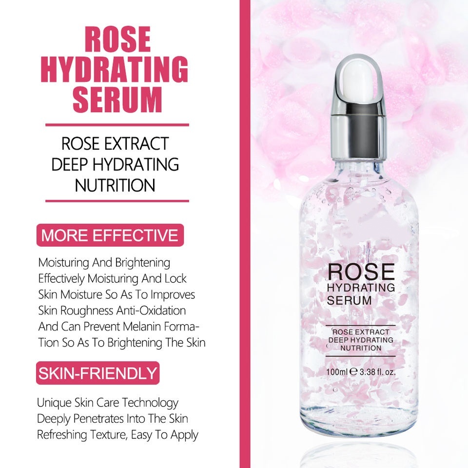 OEM ODM brand organic rose petals hyaluronic acid liquid facial essence for skin care, whitening and anti-aging