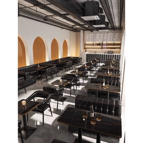 Custom Made Light Luxury Night Club bar Pub Restaurant U Shape Sofa and Dining Table Combination Furniture