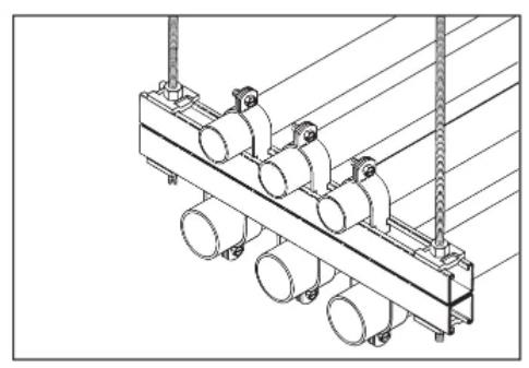 Зажимы для подвешивания распарывают приспосабливая установку канала c струбцины трубы легкую