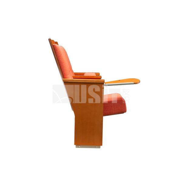 Molded Foam Fabric Orange Lecture Hall Chair With Writing Tablet