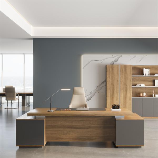 Walnut Color Modern Manager Escritório Escritório Comercial Mobiliário Suporte personalização