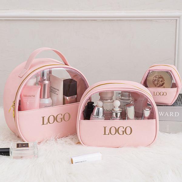 New Style Customization 3pcs/Set Luxury Designer Pvc Clear Cosmetic Bags Black Travel Makeup Pouch Bag With Logo