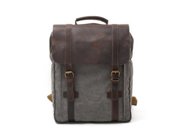 CL-500 Gray Hot Sale Vintage Design Men's Canvas and Leather Backpack