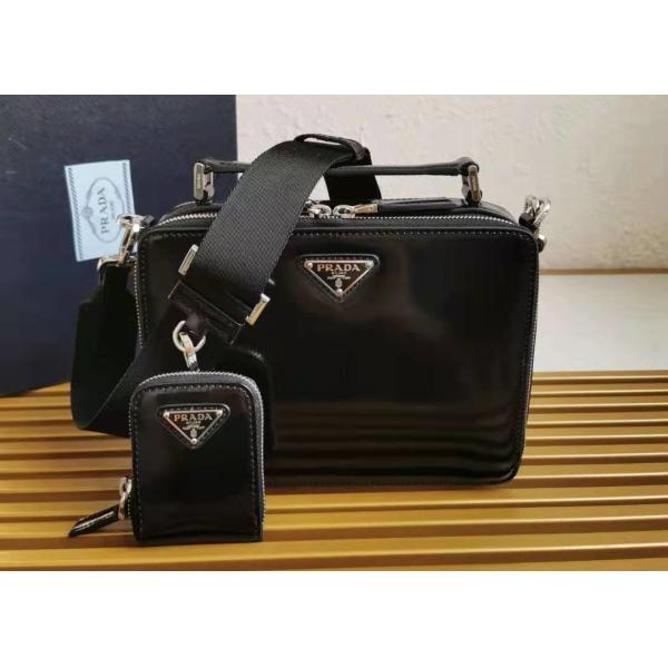 Womens Cowhide Glossy Finish Camera Cross Body Bag Waterproof