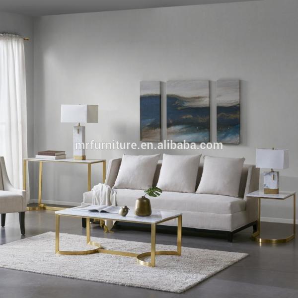 High quality hotel Madison Park Antonio Marble Table Stainless Steel Coffee Side End Table