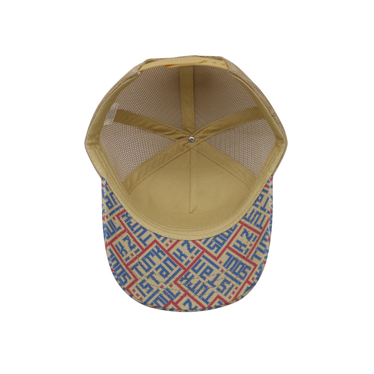 Напечатанный пластырь 5 панель грузовик кап Light Yellow Polyester And Mesh