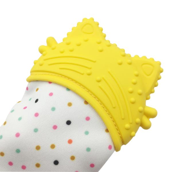 Cute Cat Shape Food-Grade Silicone Baby Teether Teething Mittens Glove Mitt For Baby