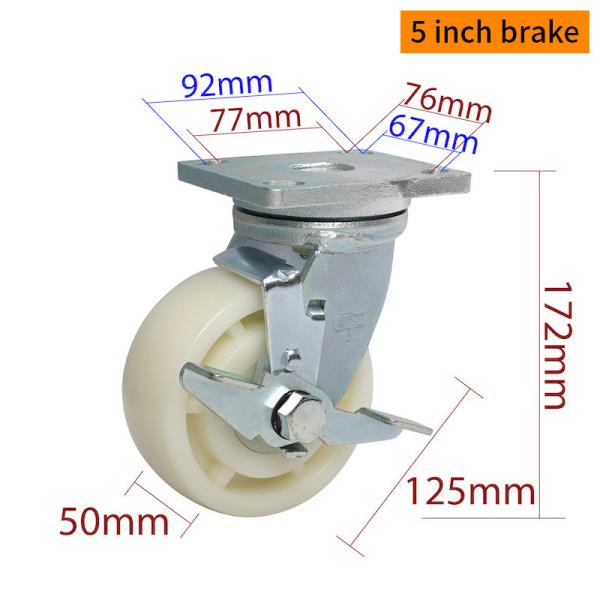 125mm Castor Wheels , 5 Inch Heavy Duty Swivel Casters With Brake