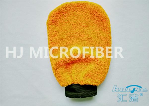 Orange Coral Fleece Microfiber Car Wash Mitt 80% Polyester 4.4 x 8.8
