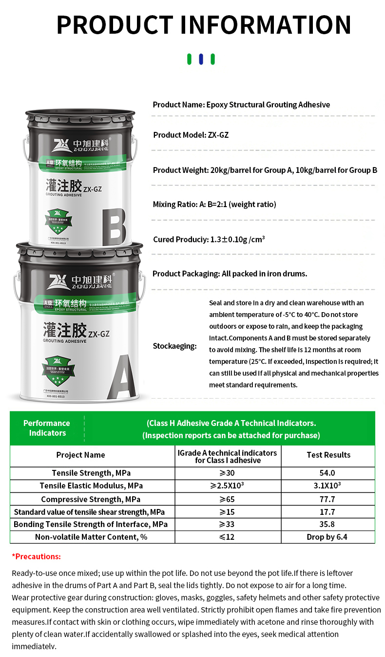 AB Component Epoxy Grouting Adhesive High Strength Epoxy Injection Grout for Concrete Crack Repair Construction Sealing Material