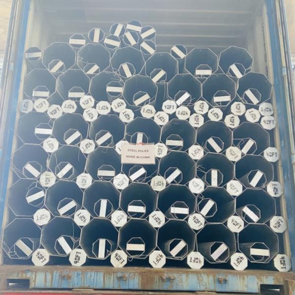 Hongxin 40FT Hot Dip Galvanized Octagonal Electric Steel Poles Stuffed With 25FT Metal Pole