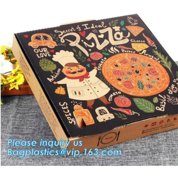 Printed brown kraft paper pizza box, Cheap brown paper pizza box,cheap printed logo round custom pizza box bagease packa