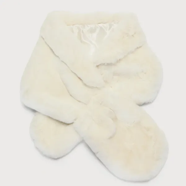 White Faux Fur Stole  Soft Plush Faux Fur Accessories