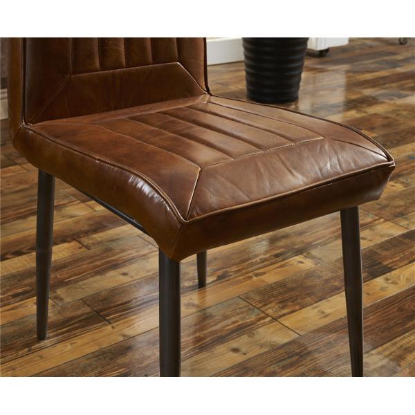 Contemporary Brown Leather Dining Room Chairs Super Soft Sponge American Style