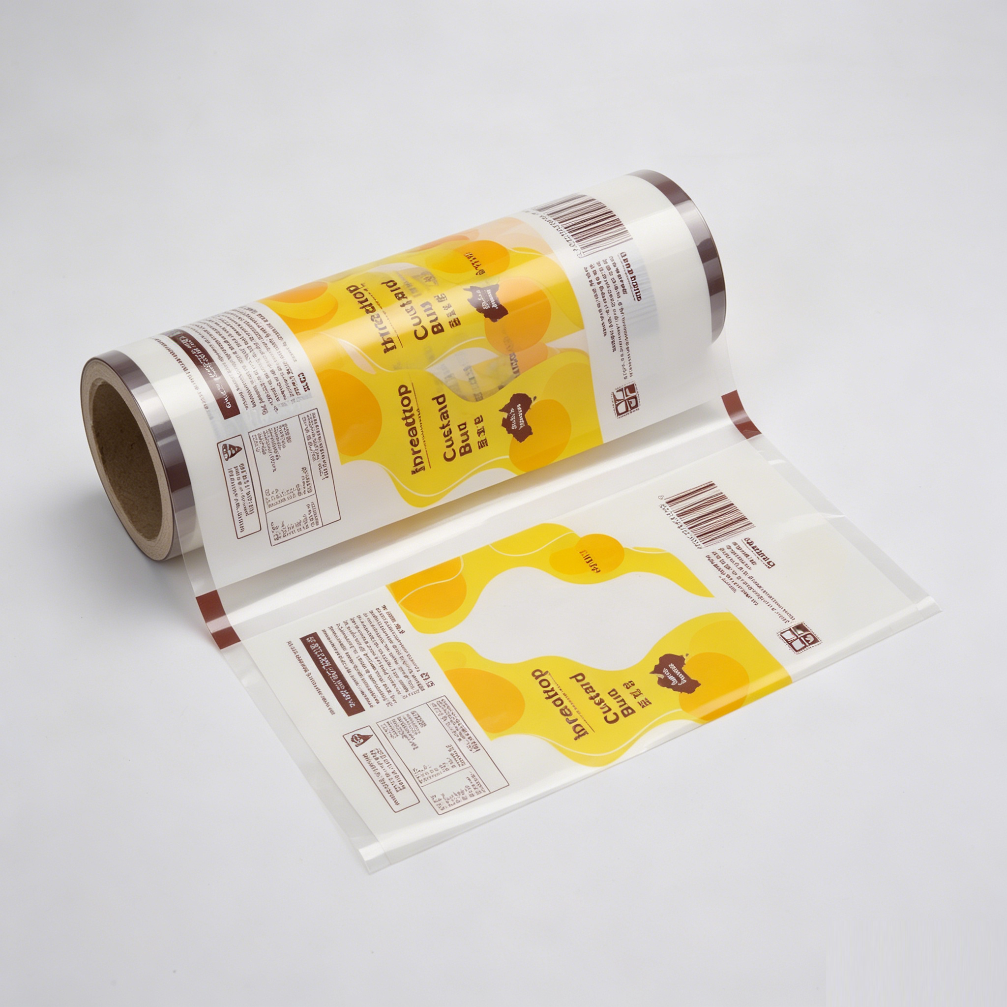 Food Grade Laminated Packaging Roll Film For Custard Bun Cream Filled Bread | BOPP/CPP PET/PE Automatic Packing Roll Stock For Bakery Pastry OEM Custom Printed