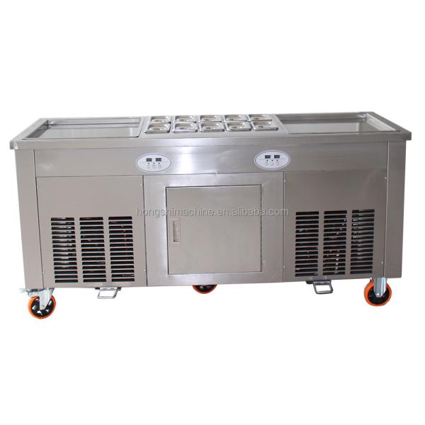 Stainless steel double square pan fried ice cream roll machine Commercial flat pan fry ice cream roll machine