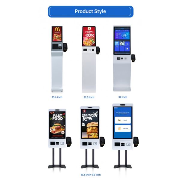 21.5 Inch Capacitive Touch 10 Point Self Service Kiosk with Thermal Printer and POS Bracket