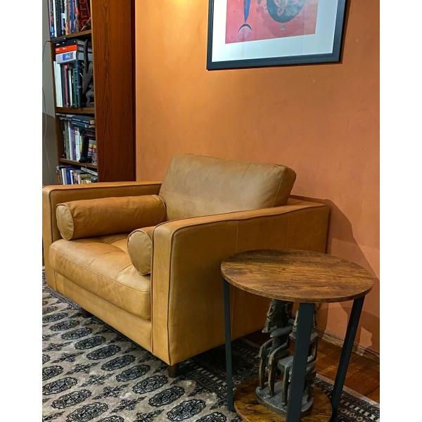 Modern Velvet Arm Leather Chaise Lounge Chair With Ottoman Stool