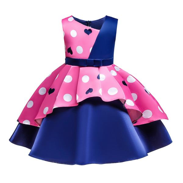 New Arrival Pink Wave Point Heart-Shaped Flower Girl Dress Disfraz Christmas Dress Disfraz Girl Dress Christmas Clothes