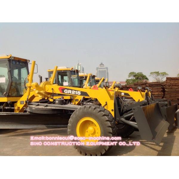 Yellow Color Construction Motor Grader 215HP GR215 Tractive Force 90KN