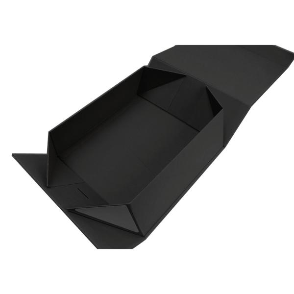 Caja de venta al por menor de lujo plegable de cartón negro de ropa de embalaje de papel regalo caja magnética con logotipo