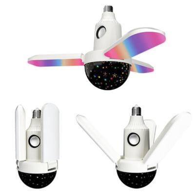 Lâmpada RGB colorida de 50 watts interruptor smart lâmpadas de cabeceira de dentes azuis Ventilador em forma de 3 folhas de música alto-falante lâmpadas noturnas