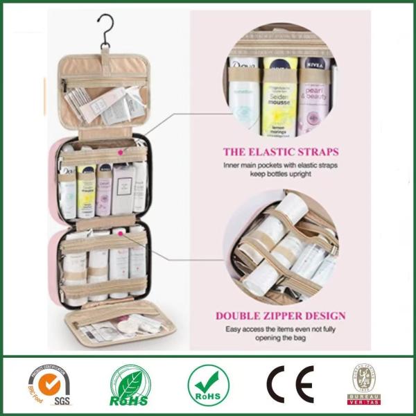 Travel Toiletry Makeup Bag Cosmetic Storage Box Pleats Cotton Peach Fur Beautiful