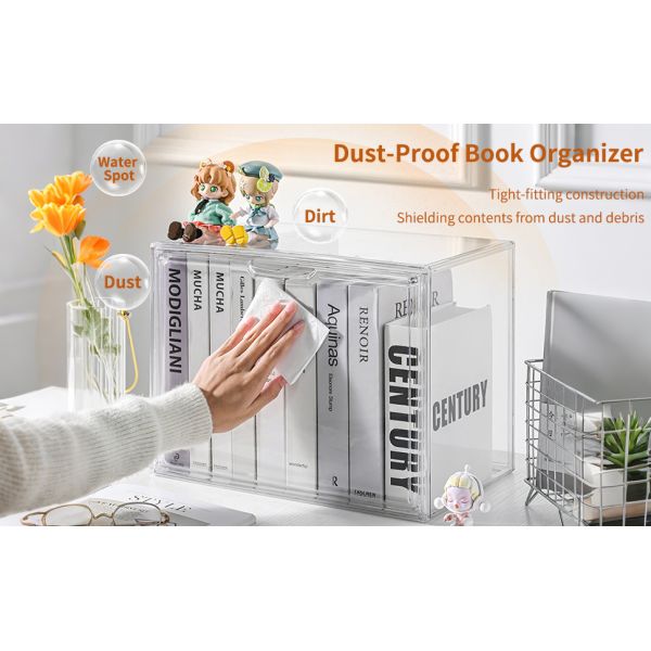 Clear Acrylic Display Case With Magnetic Lid-Dustproof Plastic Book Storage Box,Clear Box,Purse Storage Organizer,Action Figure Display Case,Acrylic Sneaker Shoe Box