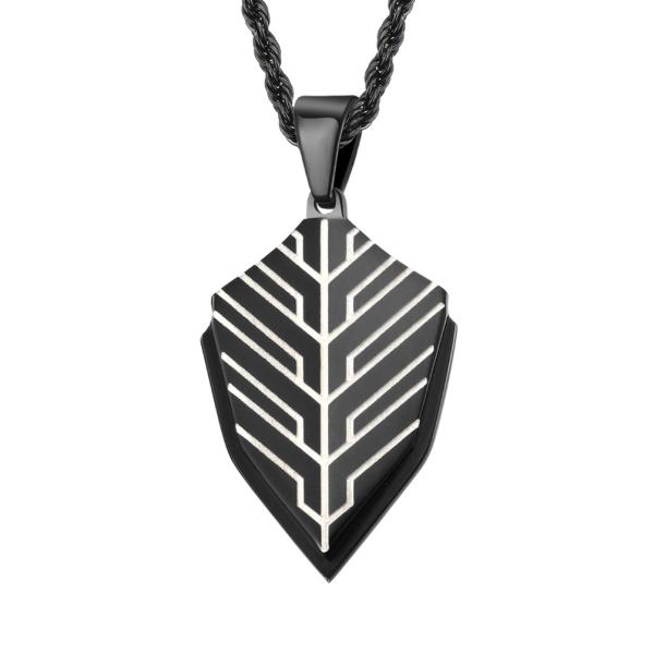 Anniversary Occasion Men's Leaf Shape Necklace Stainless Steel and Blue Plated Design