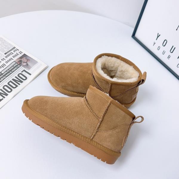 Winter Cowhide Snow Boots Plus Velvet Genuine Leather Short Boots Waterproof Non-Slip Outdoor Warm Cotton Shoes