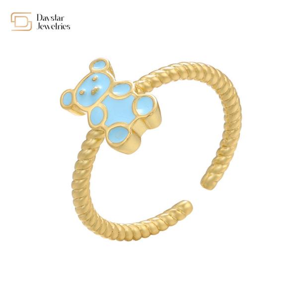 Кольца масла милой красочной плюшевого мишки эмали капая для девушек женщин