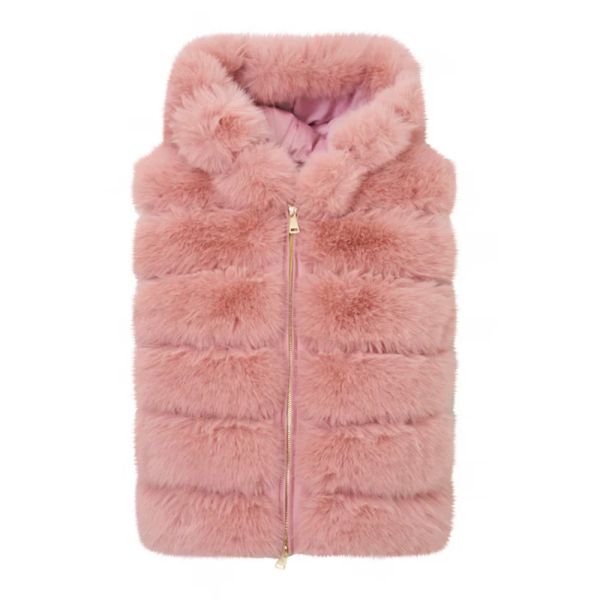 HONGJUN Furever Faux Fox Fur Hooded Waistcoat