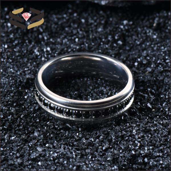 Anneaux de mariage en titane pour femmes 6 mm avec incrustation en zirconium noir