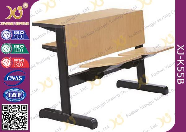 Oval Steel Tube Folding College Classroom Furniture / Wood Classroom Table