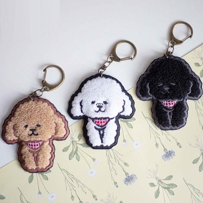 Processing Customized Name Words Logo Design and Production of Long Pendant Computer Embroidery Key Chain