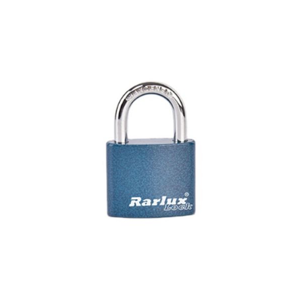 Rarlux High Security Durable Decentered Solid Blue Color Plastic Painted Hardened Steel Iron Padlock Solid Brass Cylinder Key