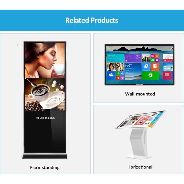 стойка пола сенсорного экрана 65 дюймов с 1080p дисплеем, дисплей киоска цифров с монитором инфракрасн андроида 4K полным HD