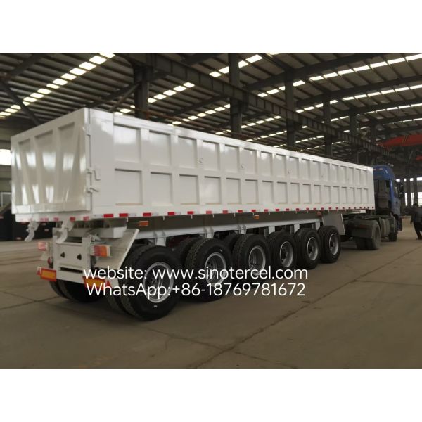 6-Axle 80T Tipper Semi-trailer with Hydraulic Suspension for Heavy-duty Dump