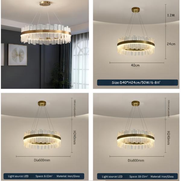 Полированный хром Ресторанные люстры Золото К9 Кристальное освещение Внутренние светильники