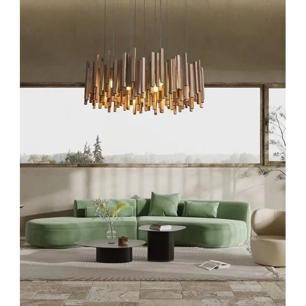 Dining Living Room Farmhouse Kitchen Table Solid Wood Led Pendant Chandelier Lamp Retro Wooden Hanging Chandelier (WH-VP-320)