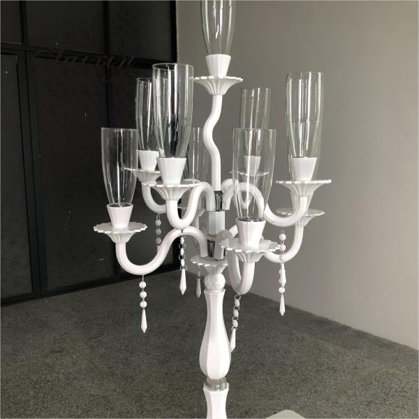 ZT-077W New design glass white candelabra crystal wedding centerpieces
