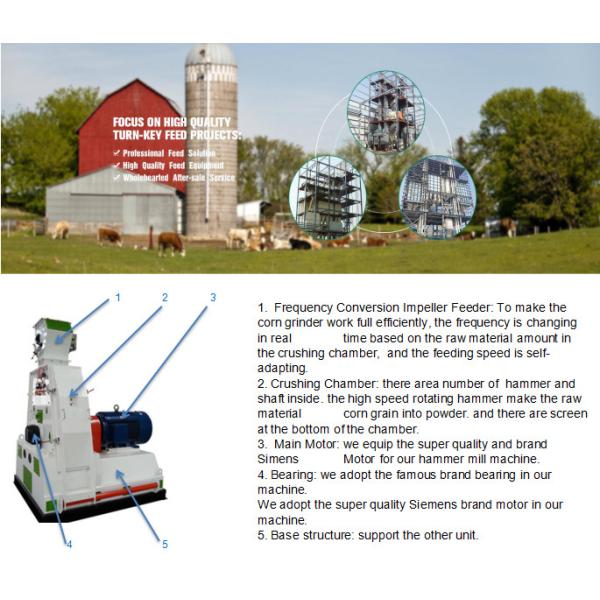 Poultry Livestock Hammer Mill Machine Chicken Feed Hammer Crusher U Shaped