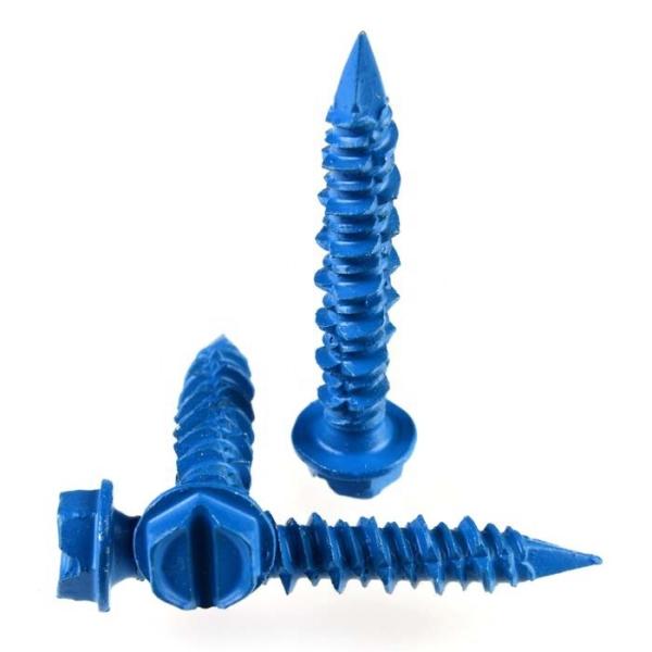 SUS 410 Concrete Screws , Hi - Low Thread Slotted Hex Head Tapcon Screw Cement