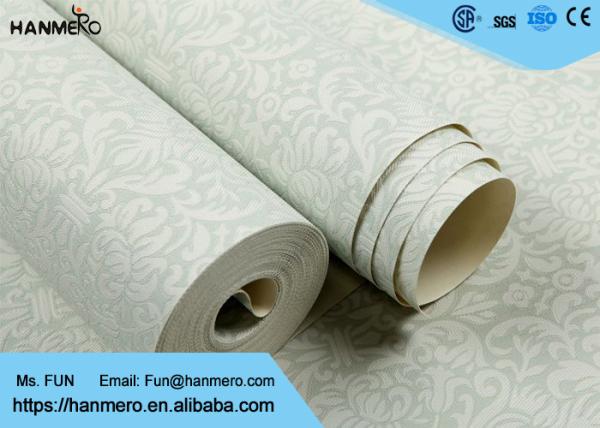 Sky Blue PVC Accurate Pressing Victorian Damask Wallpaper for Corridor , SGS Approved