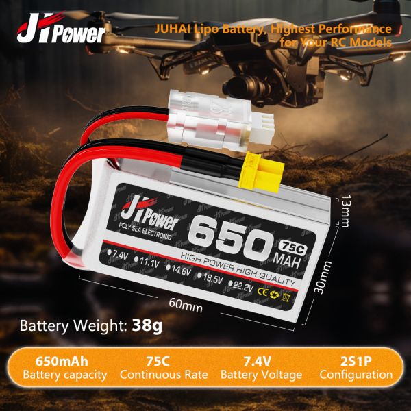 High Rate Lipo Airsoft Battery 7.4V 75C 650mAh Lipo Battery