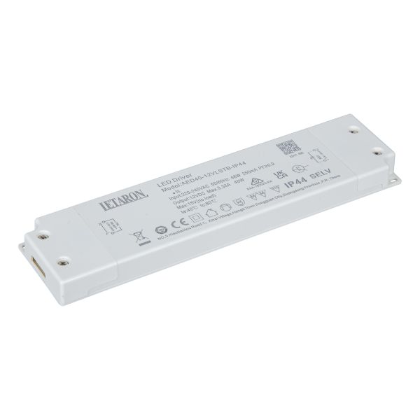 IP44 Waterproof Electronic Led Driver 12/24VDC 40W CE Certified
